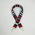 Detail of adjustable ethnic striped wide shoulder strap with golden metal swivel hooks - Rainbow Stripes