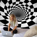 Arazzo da parete 3D bianco e nero con illusione ottica geometrica per l'arredamento casa - 150x130cm / Geometrico Nero Bianco