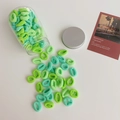 Rainbow gradient cotton hair ties set in green shades inside a transparent jar - Green - 100 Small Ties
