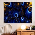 Tapiz de pared abstracto azul y dorado con patrones fractales para sala y dormitorio - 230x180cm / Fractal Azul Amarillo