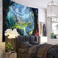 Tapiz de castillo de fantasía con montañas y cascadas para decoración de dormitorio - 230x180cm / Castillo de Fantasía