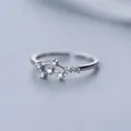 Adjustable silver Cancer zodiac ring with white cubic zirconia and minimalist finish - Cancer