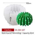 Moule en silicone en forme de cactus 3D pour bougies succulentes et savon artisanal - Moule de Cactus Balle(ZW-187) / Blanc