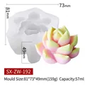 Moule silicone 3D succulente SX-ZW-192 pour bougies DIY et décoration en plâtre d'arôme - Moule Succulente (ZW-192) / Blanc