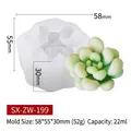 Moule en silicone succulent 3D pour bougies DIY et résine, taille 58x55mm - Moule Succulente (ZW-199) / Blanc