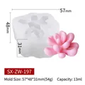 Moule en silicone succulente pour bougies DIY avec dimensions détaillées 57x48x31mm - Moule Succulente (ZW-197) / Blanc