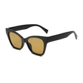Classic black cat-eye sunglasses with amber lenses, retro style for men and women - Black Frame Tea Lens