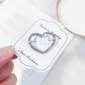 Silver alloy heart-shaped brooch with sparkling rhinestones on a fashion jewelry card - Small Heart / Silver