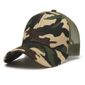 Outdoor jungle camouflage baseball cap with breathable army green mesh panels - One Size / Green