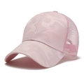 Women's pink camouflage mesh baseball cap with breathable summer design for outdoor sports - One Size / Pink