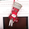 Calza di Natale con pupazzo di neve in peluche e ricamo Merry Christmas - Rosso