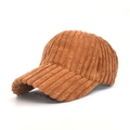 Close-up of brown corduroy fabric texture on a classic autumn baseball cap detail - Adjustable / Khaki