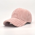 Detailed view of the light pink corduroy baseball cap showing vertical striped texture - Adjustable / Pink