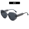 Gafas de sol redondas de plástico gris translúcido con lentes ahumadas oscuras chic - Montura negra transparente Lentes grises (C1)