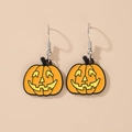 Divertenti orecchini a zucca di Halloween in acrilico arancione per gioielli da donna - Stile Lanterna di Zucca Gialla (13955)