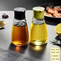 Leak-proof glass oil dispenser set with yellow and black lids for kitchen storage - 170ml / White