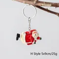 Christmas Santa Claus keychain pendant Style H, resin material, size 5x9cm and weight 25g - Style H-Santa with Star