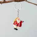 Style E Christmas Santa Claus keychain in red and white resin with silver ring - Style E-Santa Flying