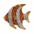 Elegant gold-tone fish brooch featuring vibrant orange and clear crystals - Orange Fish (YNCP675)