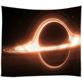 Cosmic black hole tapestry for wall hanging featuring vibrant orange accretion disk art - Style 7