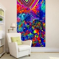 Abstract forest tapestry with neon mushrooms and jellyfish for neon wall decor - 150x130cm / Style 3