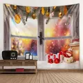 Christmas wall tapestry with snowman and gifts for festive living room decoration - 150x130cm / Style 1