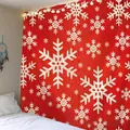 Gezellige slaapkamerwand met rood kersttapijt en witte sneeuwvlokkenpatronen - Patroon-8