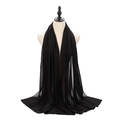 Elegant long black chiffon hijab scarf displayed on a mannequin with soft drape - Black