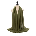 Army green pearl chiffon long scarf with a lightweight draping effect on a mannequin - Pine Green