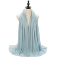 Light blue pearl chiffon hijab scarf for women with soft drape and elegant sheer texture - Light Blue