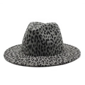 Classic wide brim fedora hat featuring a bold grey and black leopard print pattern - M (56-58cm) / Gray