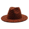Classic leopard print felt fedora hat in vibrant orange and black tones for women - M (56-58cm) / Burgundy