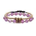 Ensemble de deux bracelets avec perles violettes mates et breloques dorées en zircon - Ensemble Or