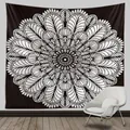Black and white mandala tapestry wall hanging with geometric patterns for home decor - 150x130cm / Black and White Mandala
