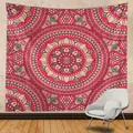 Mandala tapestry wall hanging in red and cream for yoga studio and bedroom decor - Warm Red Beige Mandala