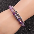 Ensemble de bracelets en perles d'agate violette et breloques cubes en zircon - Ensemble Platine