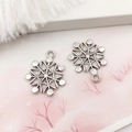 Pair of bright silver snowflake charms for DIY jewelry making and craft pendants - 16x20mm Snowflake-9148