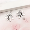 Pair of silver snowflake alloy charms for DIY jewelry making and beaded bracelets - 12x20mm Snowflake-8392