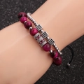 Conjunto de pulseras de ojo de tigre con circonitas micro-pavé en la muñeca - Ojo de Tigre/Cobre/Circonita / Oro Blanco