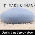 Classic denim blue wool beret hat for women featuring a minimalist winter design - M (56-58cm) / Denim Blue
