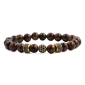8mm yellow tiger eye beaded bracelet set for men with gold crown and black zircon accents - Yellow Tiger Eye Zirconia Ball