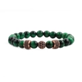 8mm green tiger eye stone beaded bracelet set for men with rose gold crown accents - Green Tiger Eye Zirconia Ball