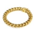 Pulsera de eslabones cubanos de acero inoxidable dorado con emblema Medusa en relieve - Estilo Relieve de Medusa (10*215mm) / Dorado