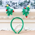 Green Christmas tree headband with spring-loaded felt trees and yellow star accents - Green Christmas Tree