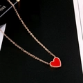 Collar con colgante de corazón de doble cara en acero inoxidable oro rosa y esmalte rojo - 【845】 Collar de Corazón