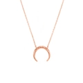 Collana in oro rosa con ciondolo a mezzaluna martellata e catena a serpente sottile - Oro rosa