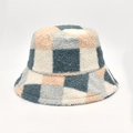 Cappello da pescatore invernale in pile a quadri blu e arancioni su sfondo bianco - M (56-58cm) / Ciano