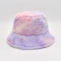 Cappello pescatore in peluche arcobaleno da donna in pelliccia sintetica rosa e viola - M（56-58cm） / Viola arancio