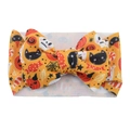 Orange Halloween baby headband featuring ghosts and pumpkins with a large festive bow - #29 Halloween Ghost