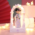 Creative purple Hanfu cartoon girl figurine on pink lighted arch base for room decor - Windmill Light